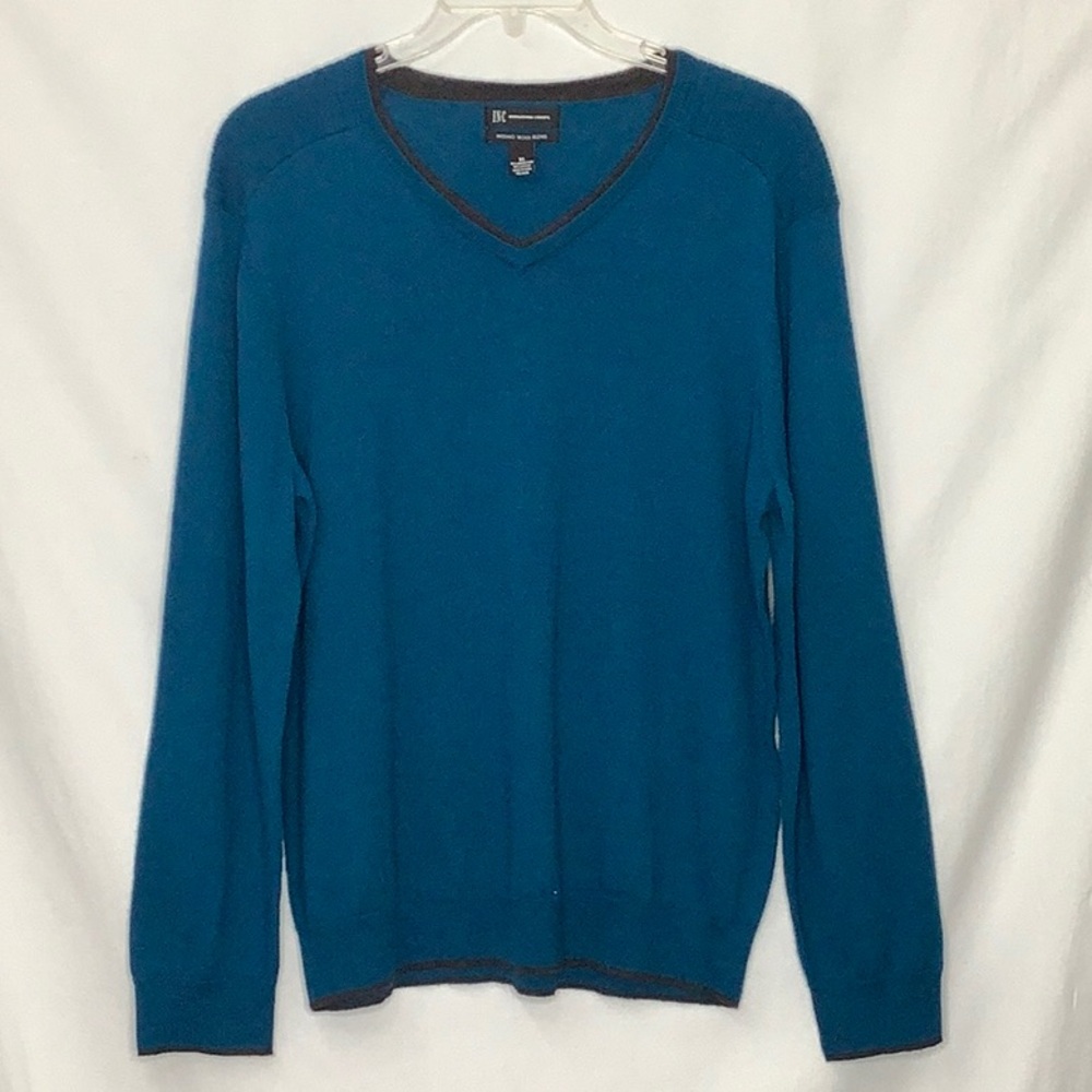 INC Men's Merino Wool Blend Teal V-Neck Sweater Size XL
